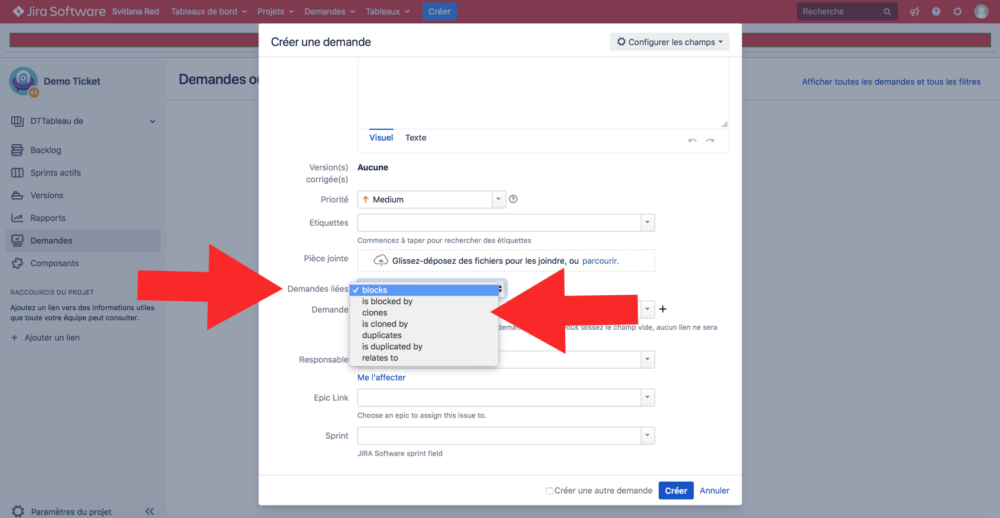 tutorial for creating a link between two Jira user stories