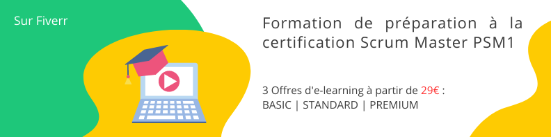 Certification PSM1 Professional Scrum Master en ligne et en freelance avec test d'entrainement en ligne et e-learning complet et sur mesure de plusieurs heures